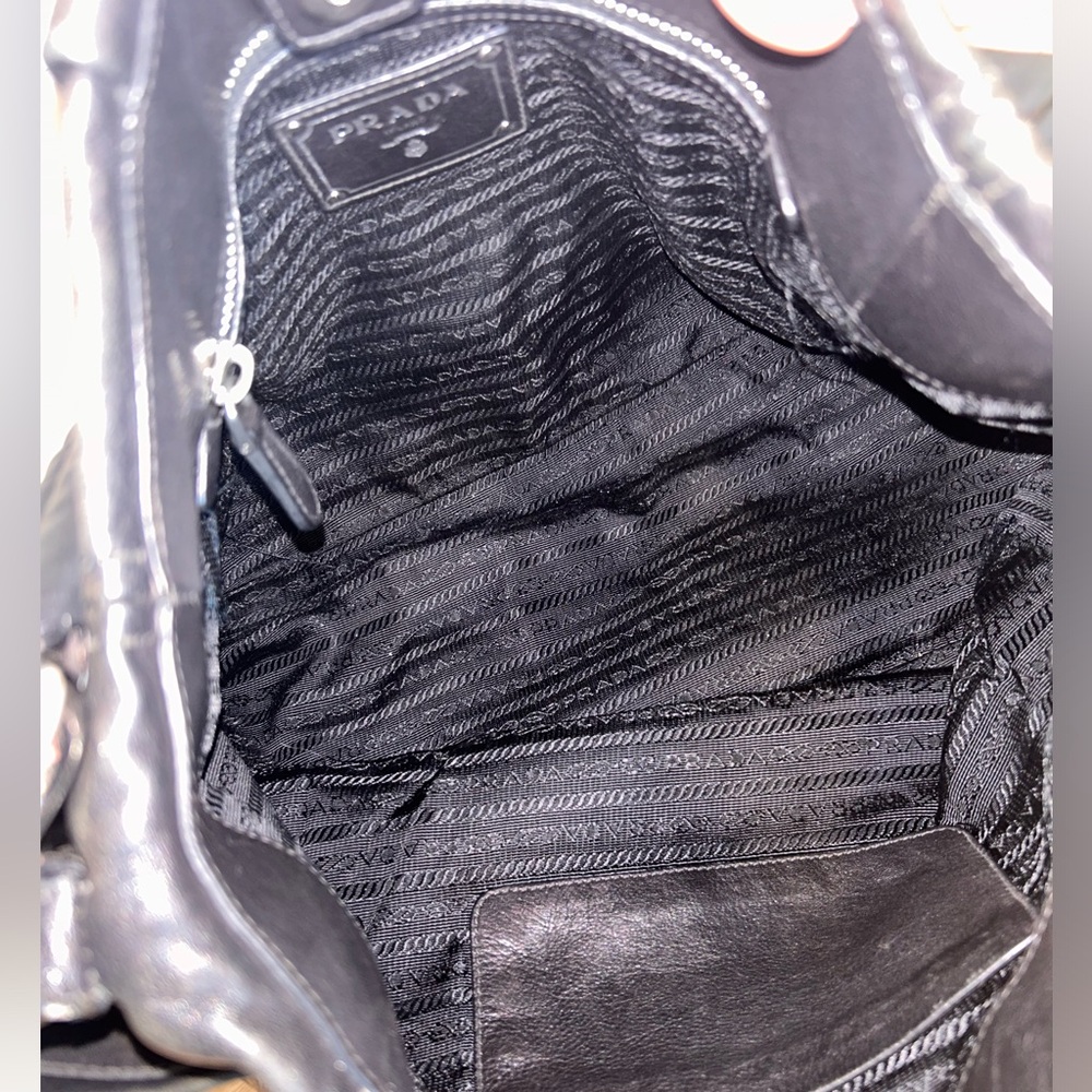 Authentic Prada black with silver accents leather Hobo bag with side pockets - Picture 13 of 16
